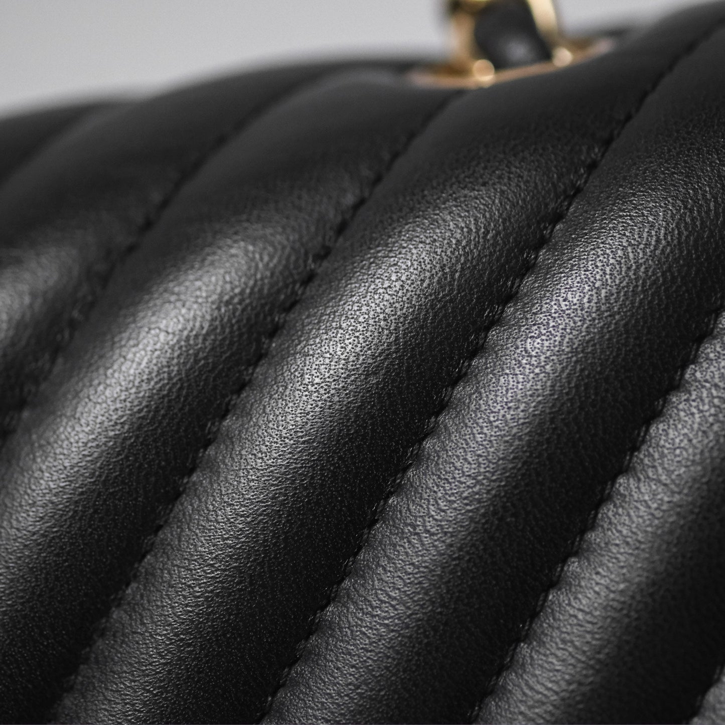 Chanel Mini Rectangular Chevron Black Lambskin Gold Hardware