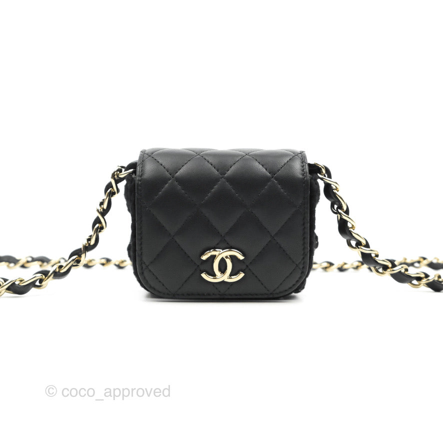 Chanel Mini Bag Black Lambskin Crochet Gold Hardware 22C
