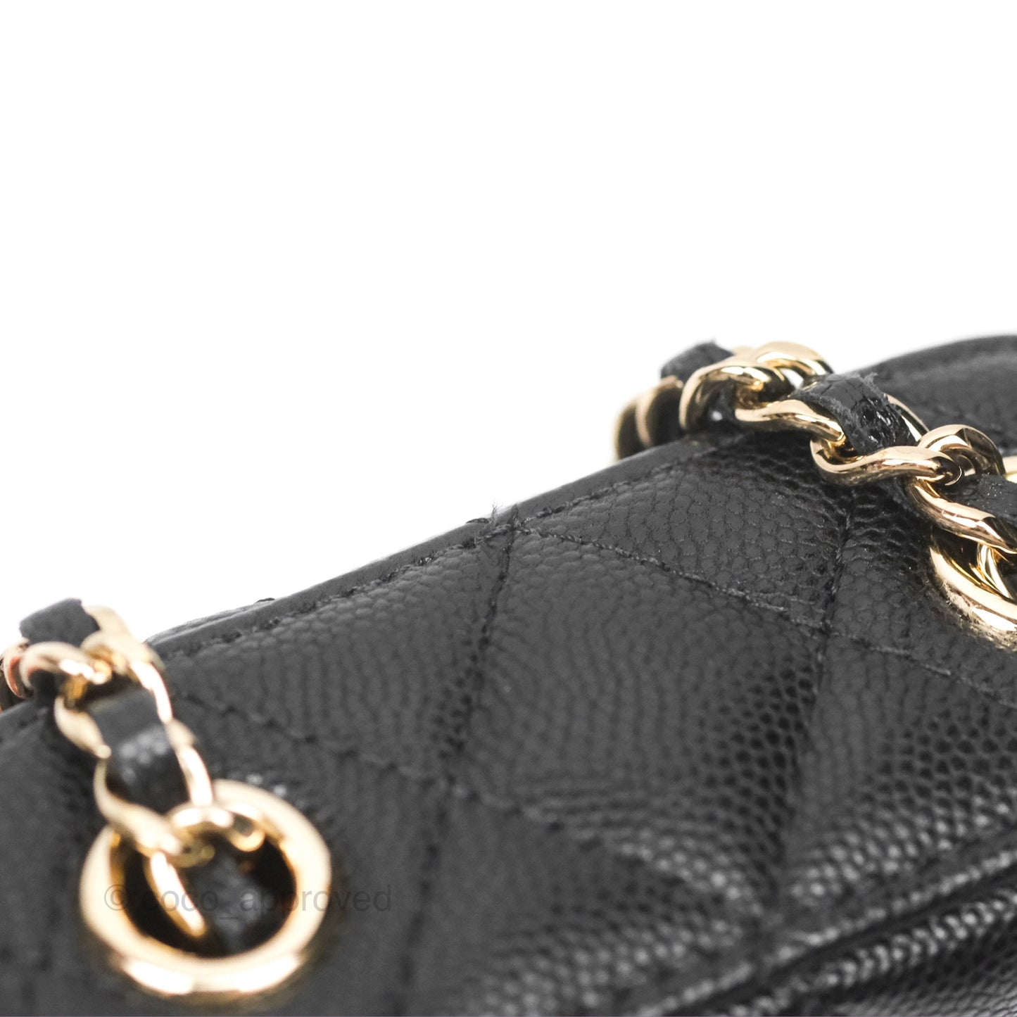Chanel Vanity Phone Holder With Chain Black Caviar Gold Hardware