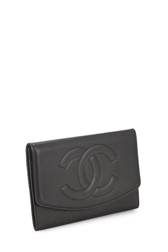 Chanel,  Black Lambskin Timeless 'CC' Compact Wallet, Black