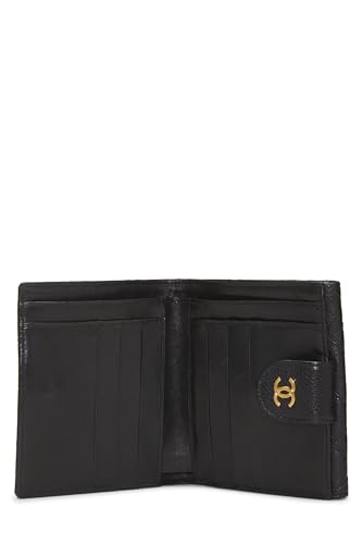 Chanel,  Black Caviar Compact Wallet, Black
