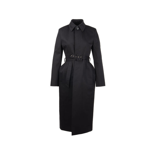 Balenciaga Size 38 Hourglass Trech Coat Cotton/ Cupro Black