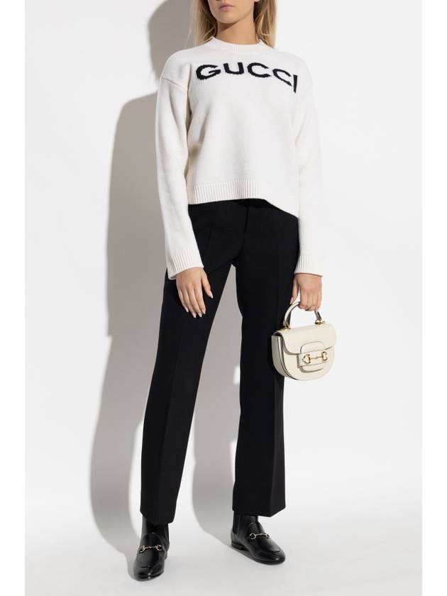 Luxury Gucci Trending 2025 Intarsia Wool Knit Top White