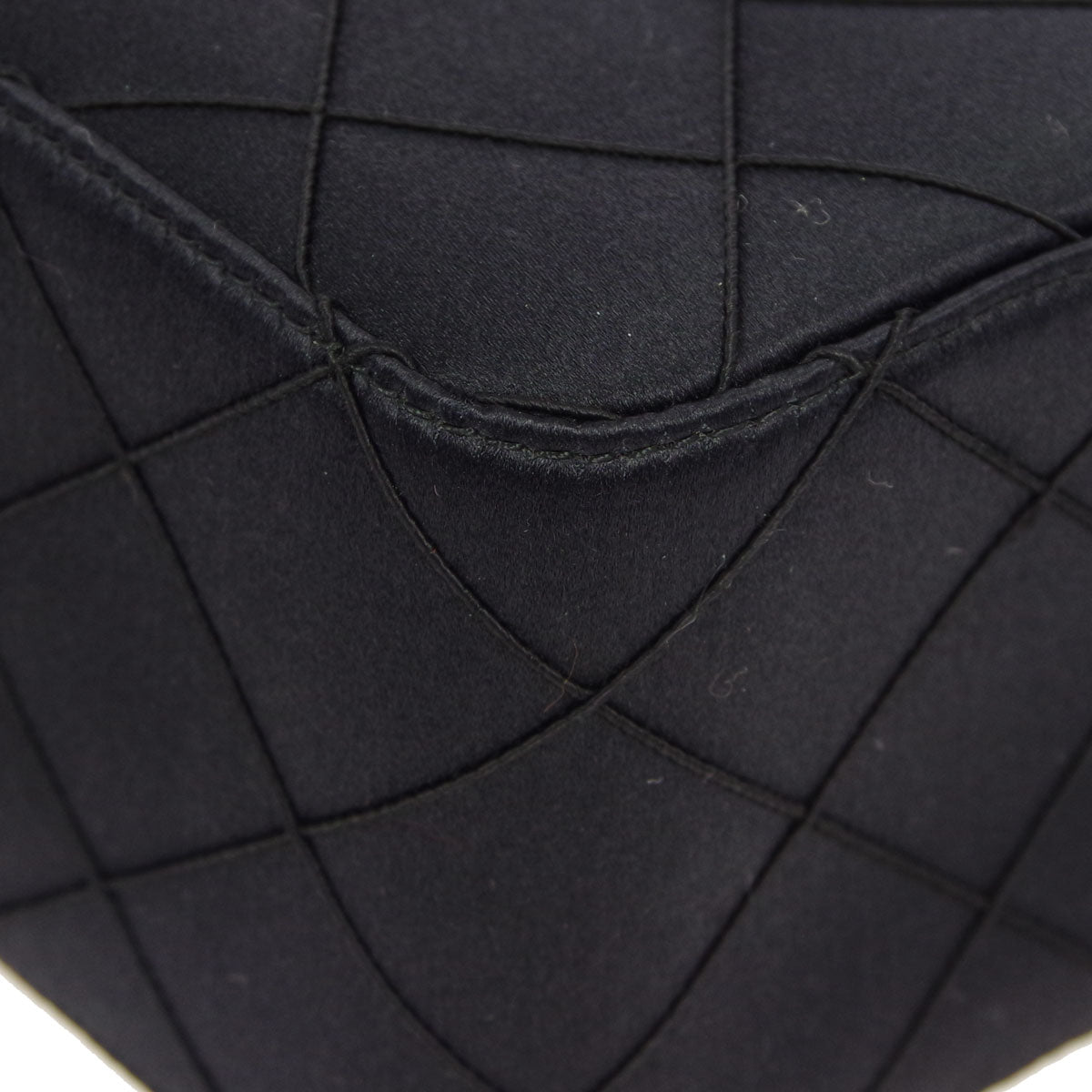 Luxury Chanel * 1997-1999 Black Satin Box Vanity Shoulder Bag
