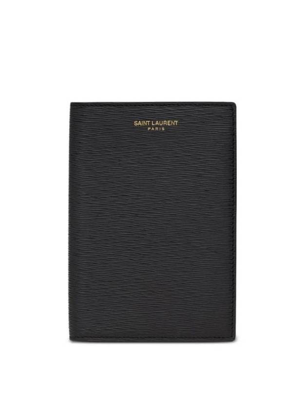 Luxury Saint Laurent Logo Print Leather Card Wallet Black