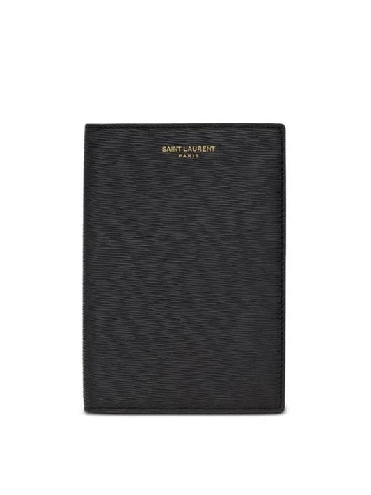 Luxury Saint Laurent Logo Print Leather Card Wallet Black