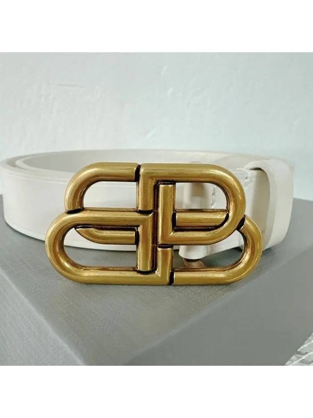 Luxury Balenciaga BB Buckle Belt White