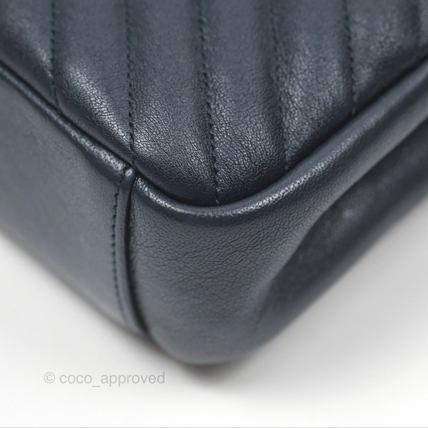 Saint Laurent Chevron Medium College Navy Chain Bag Gold Hardware