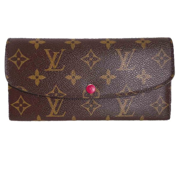LOUIS VUITTON Long Wallet Purse M60697 Monogram canvas Brown Fuchsia Monogram Portefeuille Emily Women