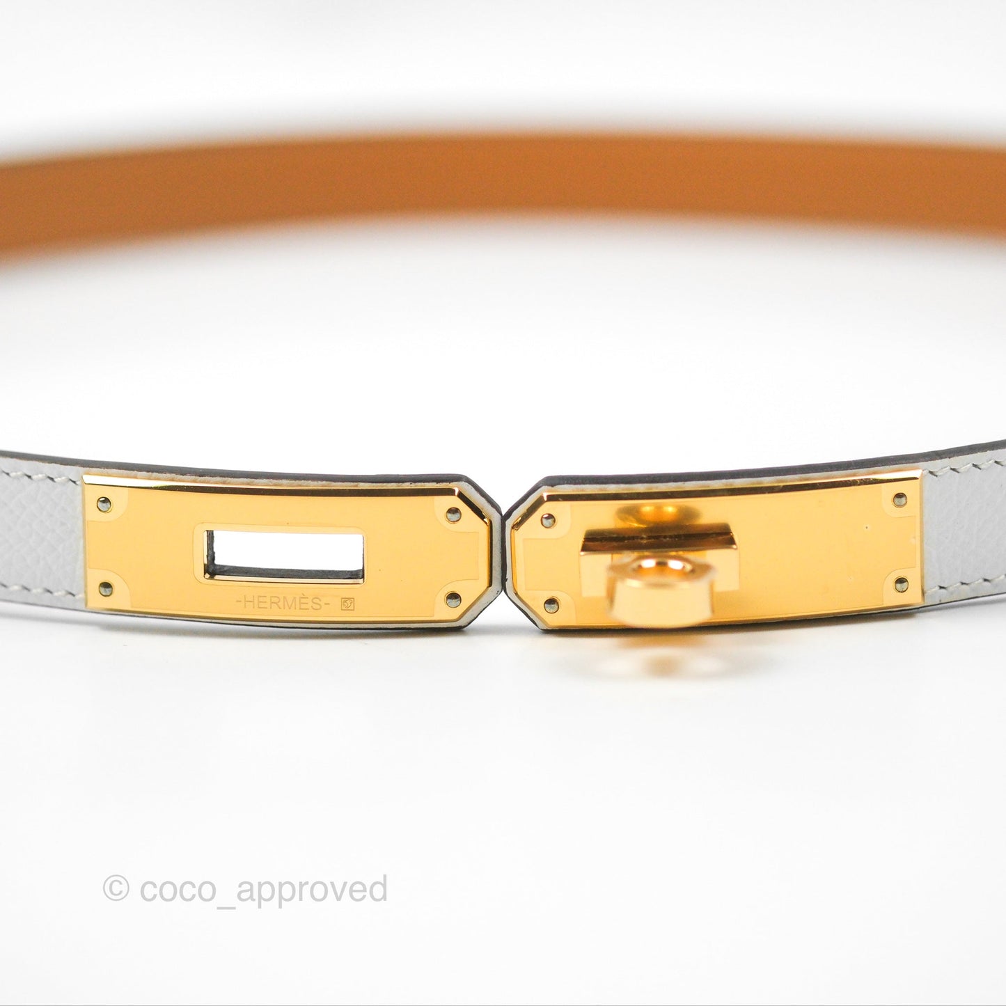 Hermès Kelly 18 Belt Blanc White Epsom Gold Hardware