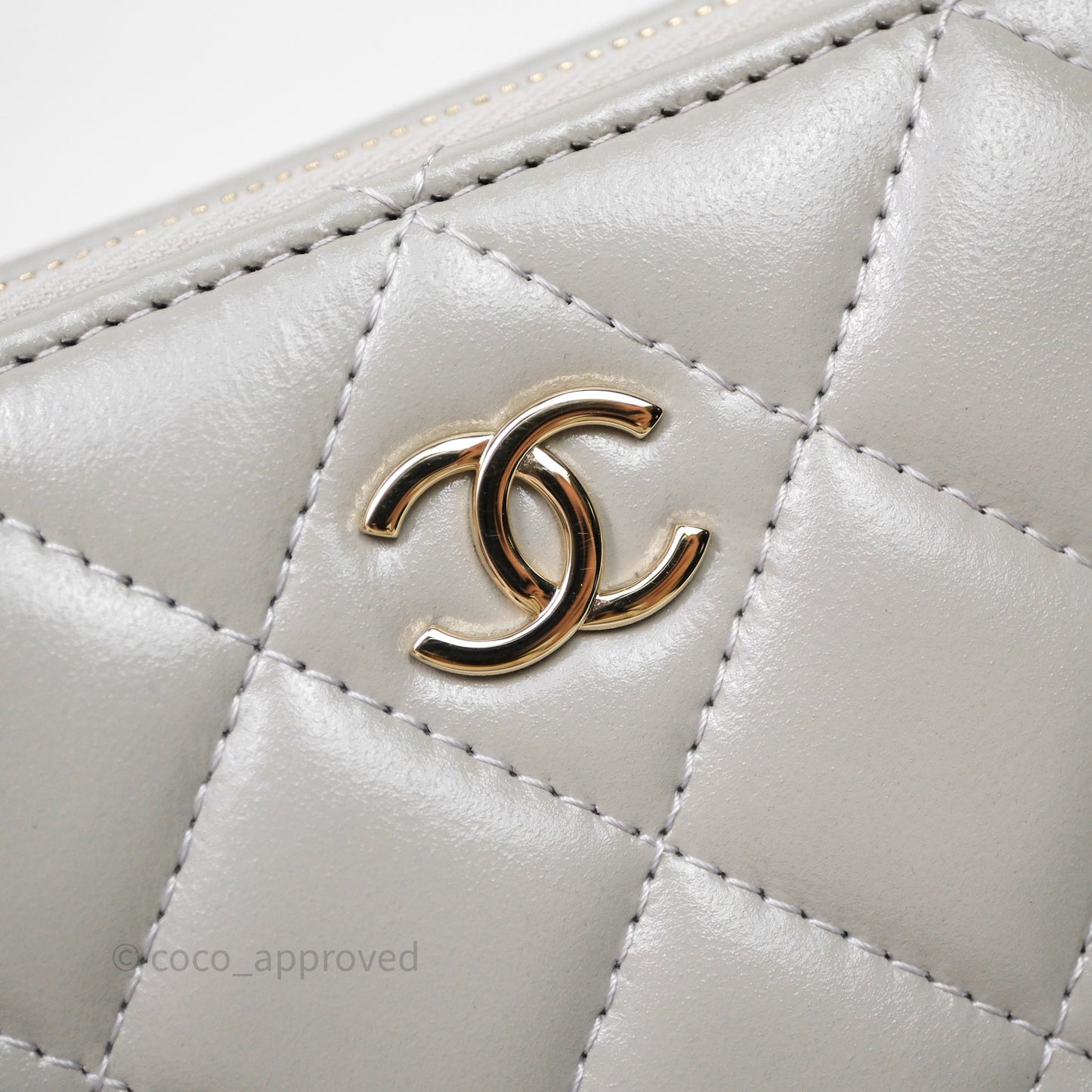 Chanel Mini Top Handle Camera Case Grey Shiny Calfskin Gold Hardware 22B