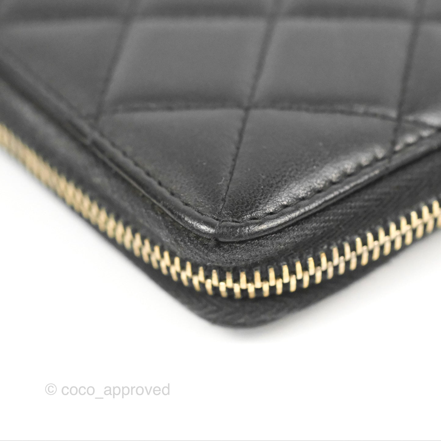 Chanel Zip Around Organiser Wallet Black Lambskin Gold Hardware