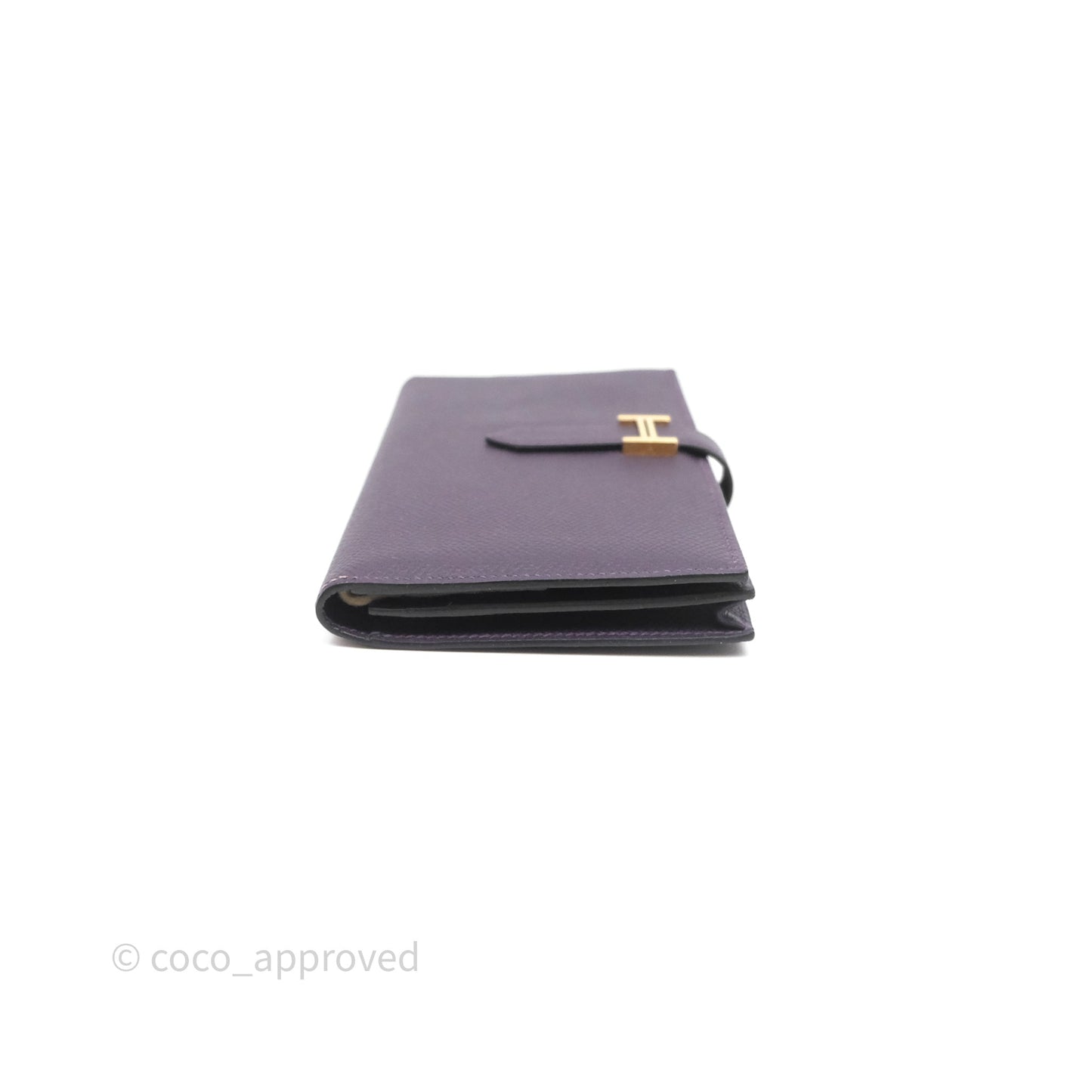 Hermès Bearn Soufflet Wallet Raisin 59 Epsom Gold Hardware