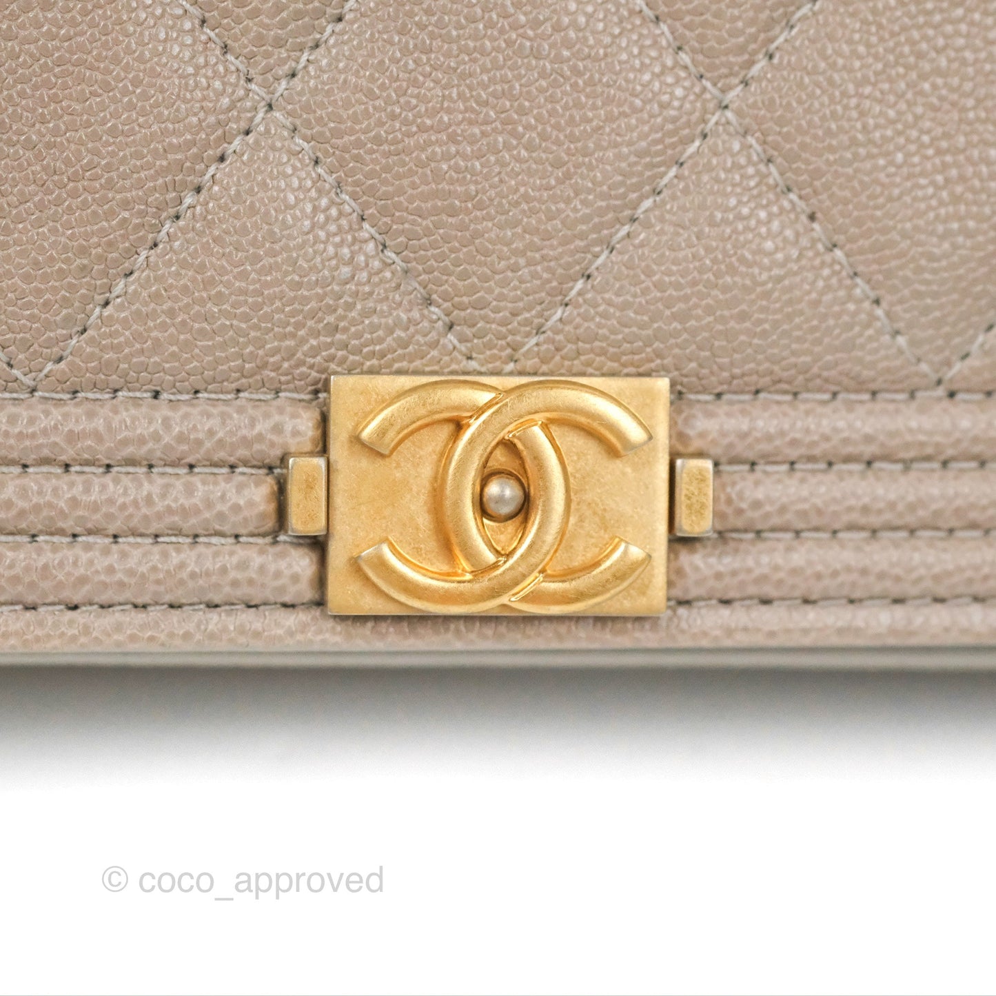 Chanel Quilted Boy Wallet on Chain WOC Grey Caviar Gold Hardware