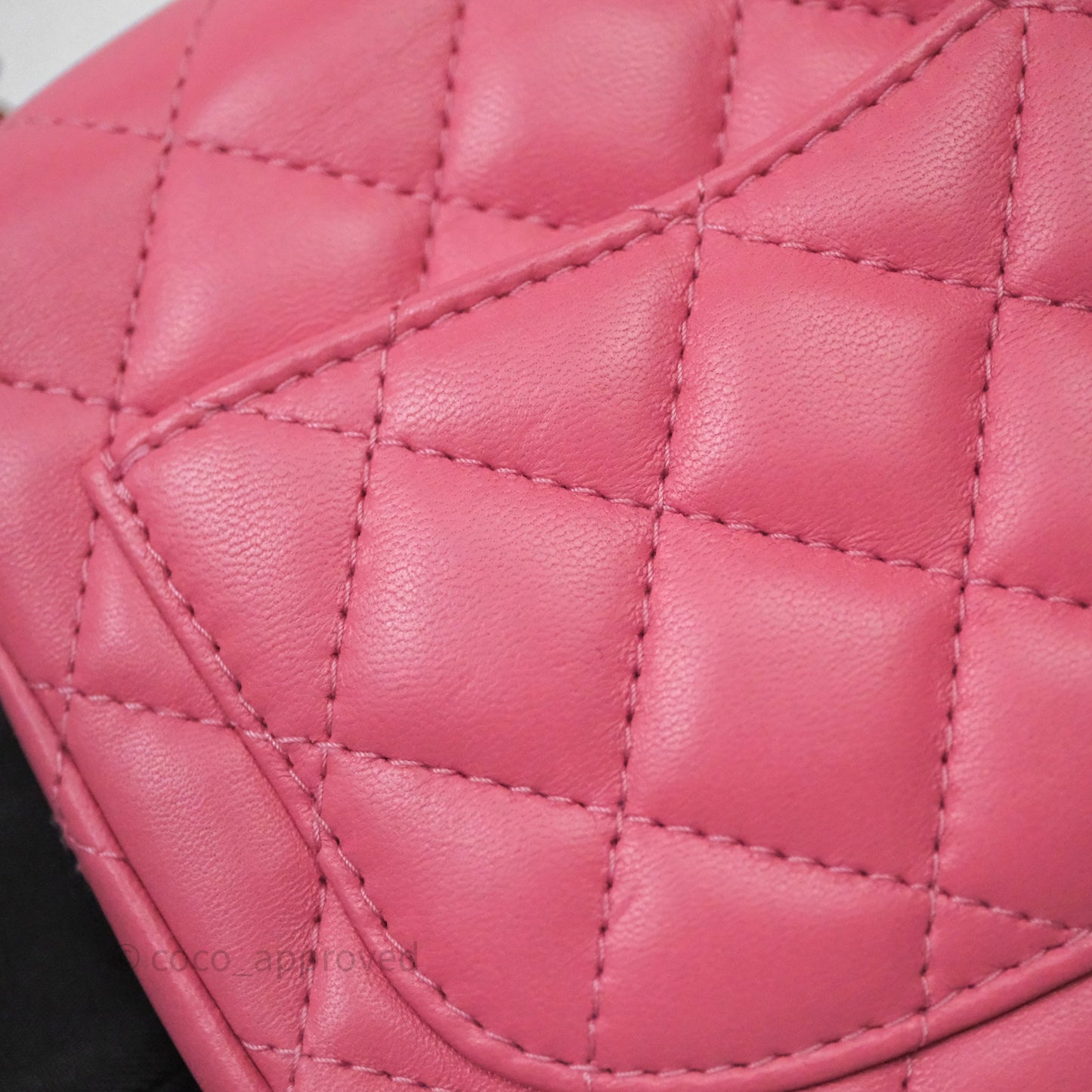 Chanel Quilted Mini Square Pink Lambskin Gold Hardware