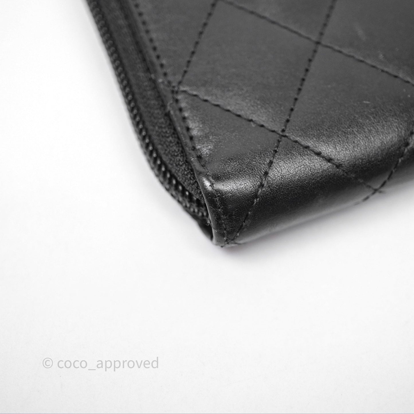 Chanel Quilted Cambon Yen Zip Long Wallet Black Calfskin Silver Hardware