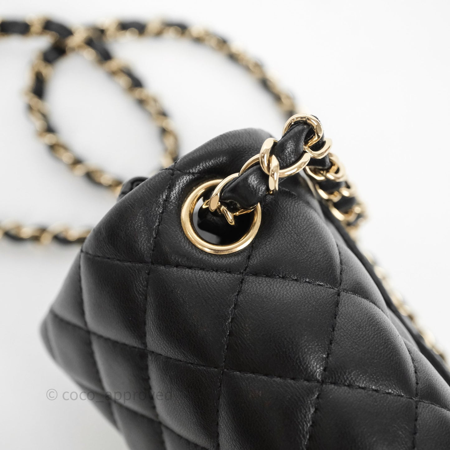 Chanel Mini Square Quilted Black Lambskin Gold Hardware