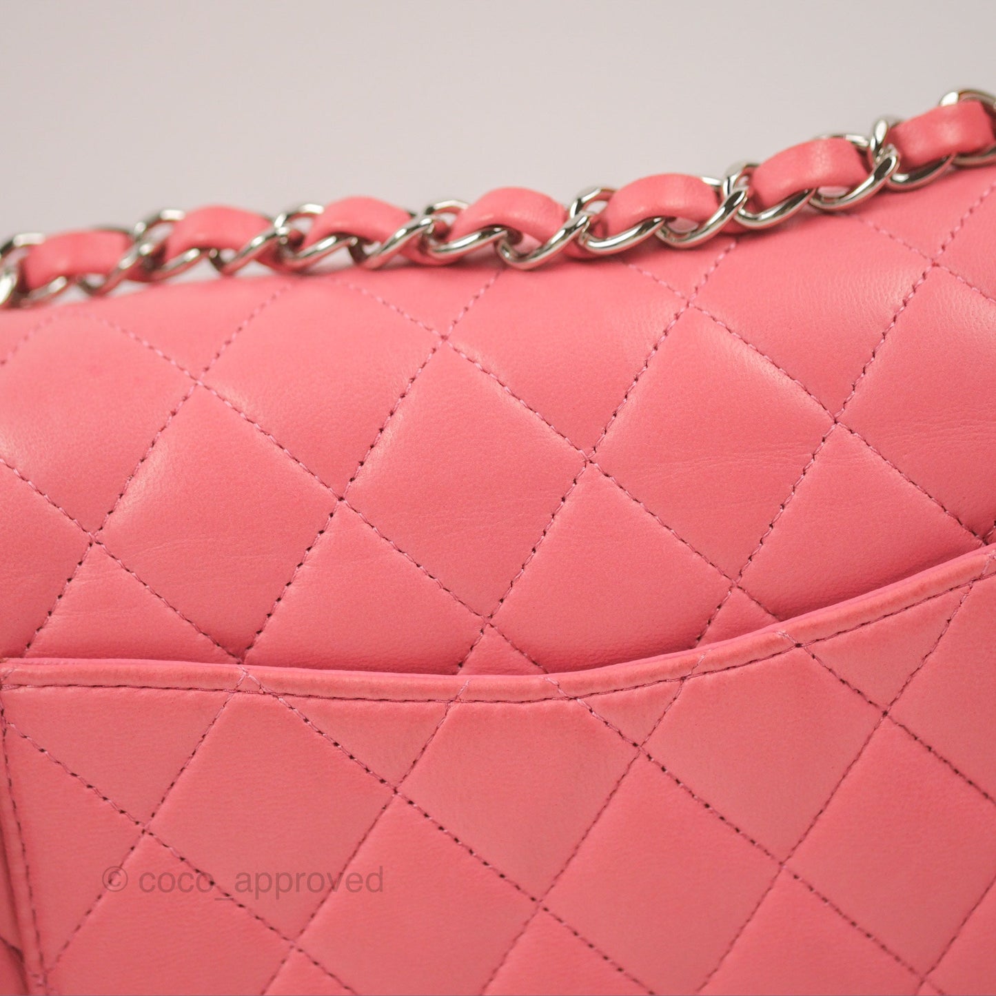 Chanel Classic M/L Medium Flap Quilted Pink Lambskin Silver Hardware