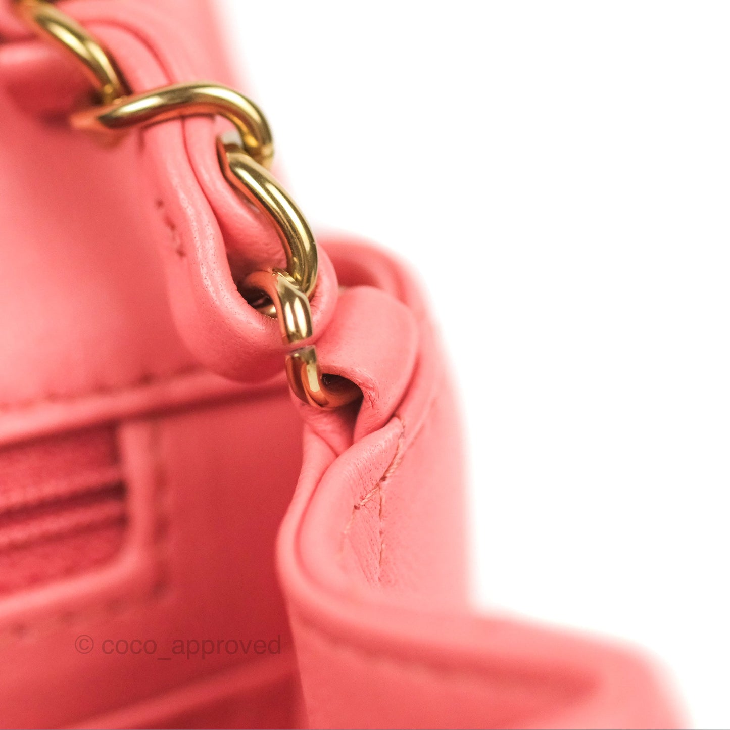 Chanel Quilted Mini Square Flap Pink Lambskin Gold Hardware