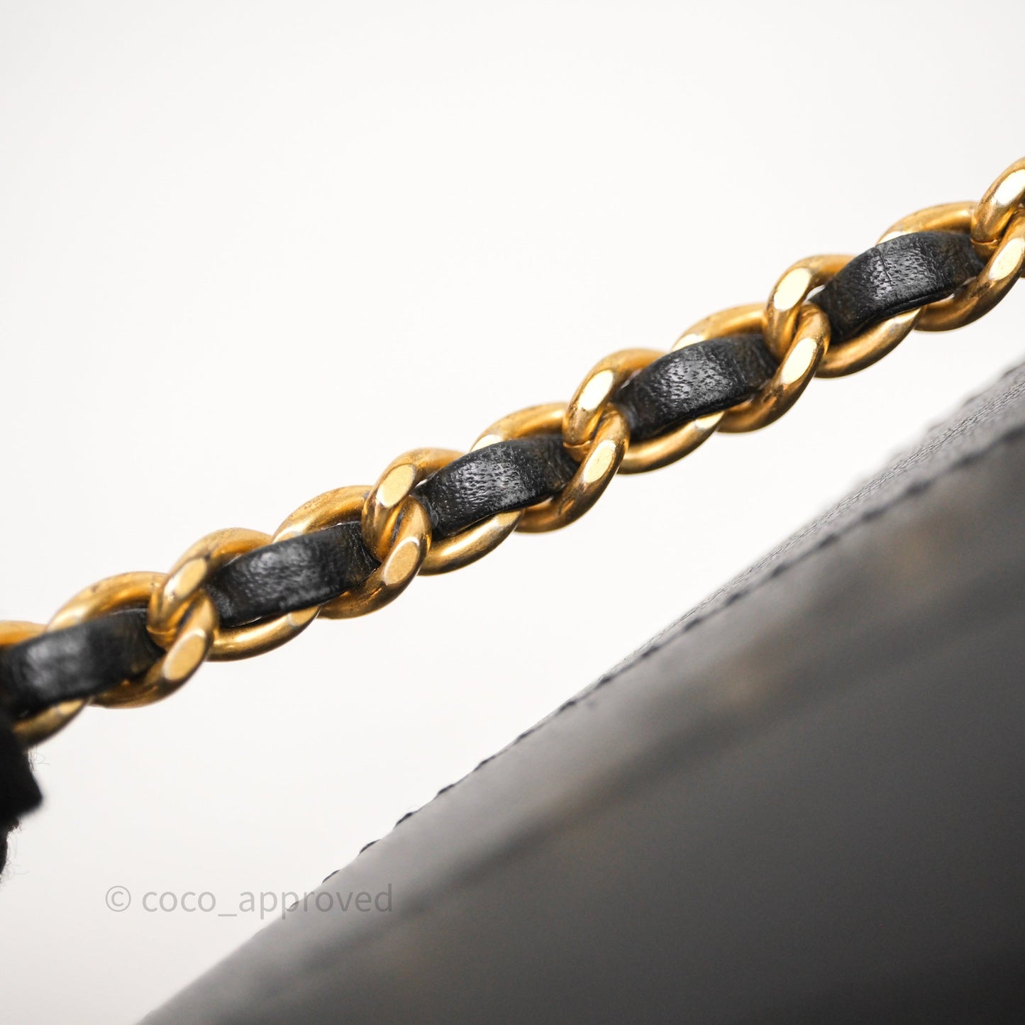 Chanel Chevron Flap Bag Black Calfskin Aged Gold Hardware