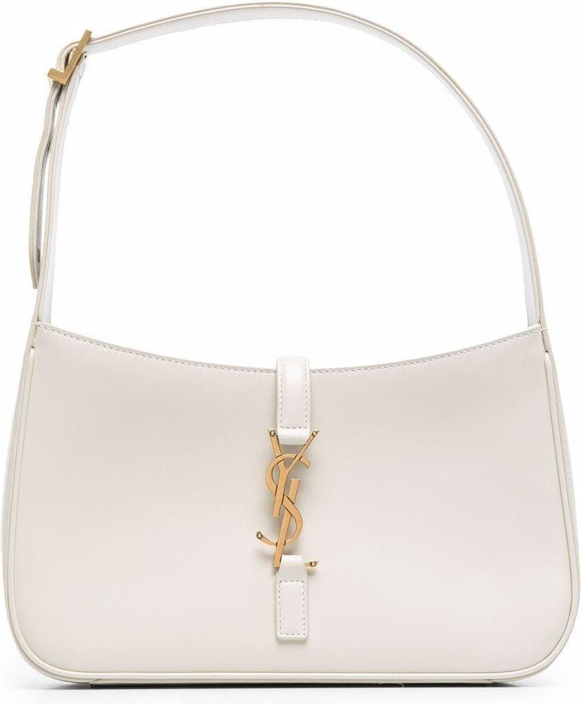 Luxury Saint Laurent Women's Hobo Logo Plaque Mini Bag in Crema Soft | 6572282R20W9207