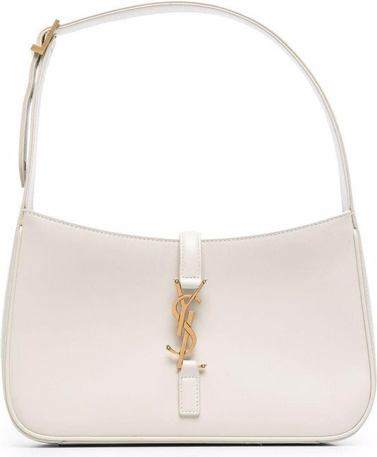 Luxury Saint Laurent Women's Hobo Logo Plaque Mini Bag in Crema Soft | 6572282R20W9207