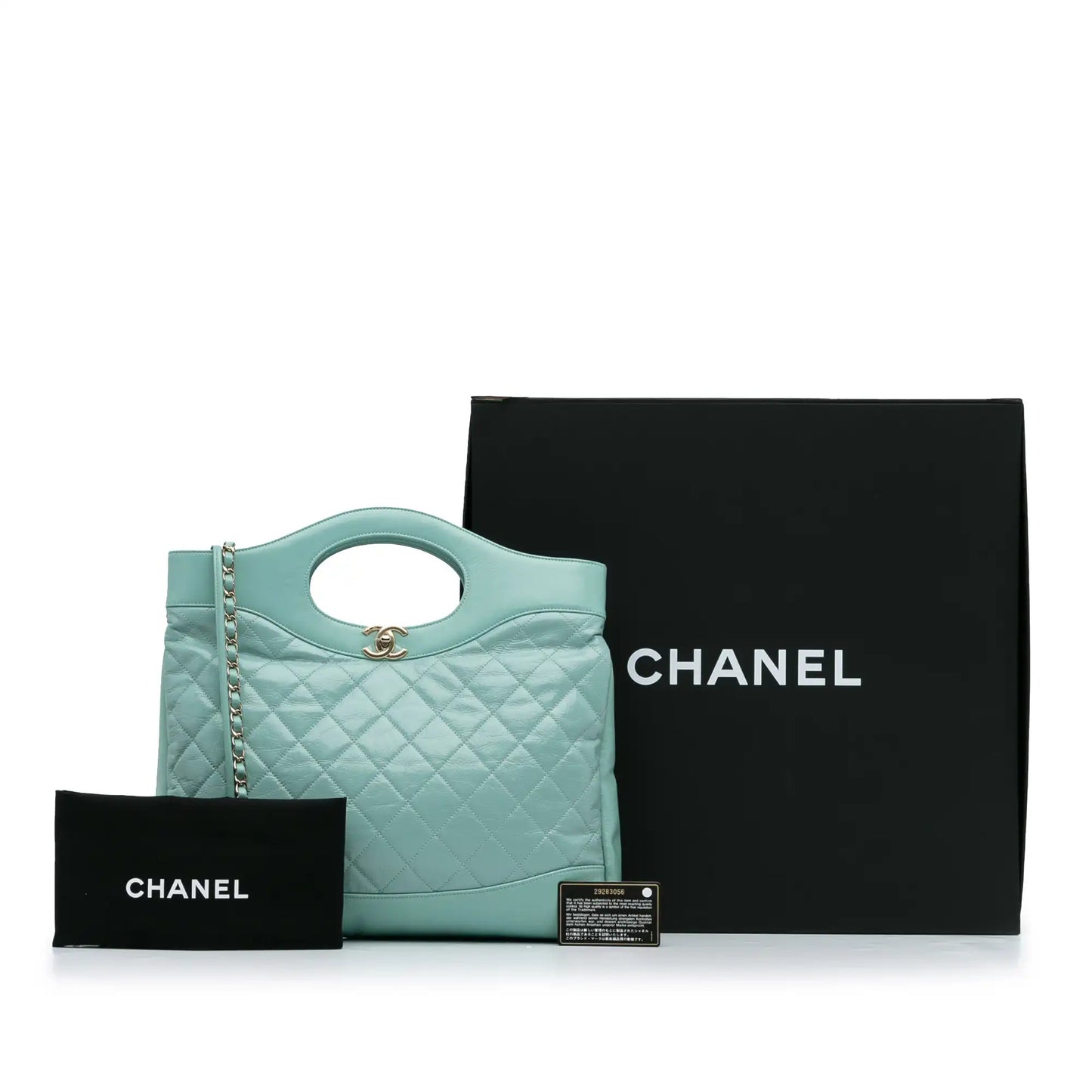 Luxury Chanel 31 Bag Large Light Blue Calfskin Silver