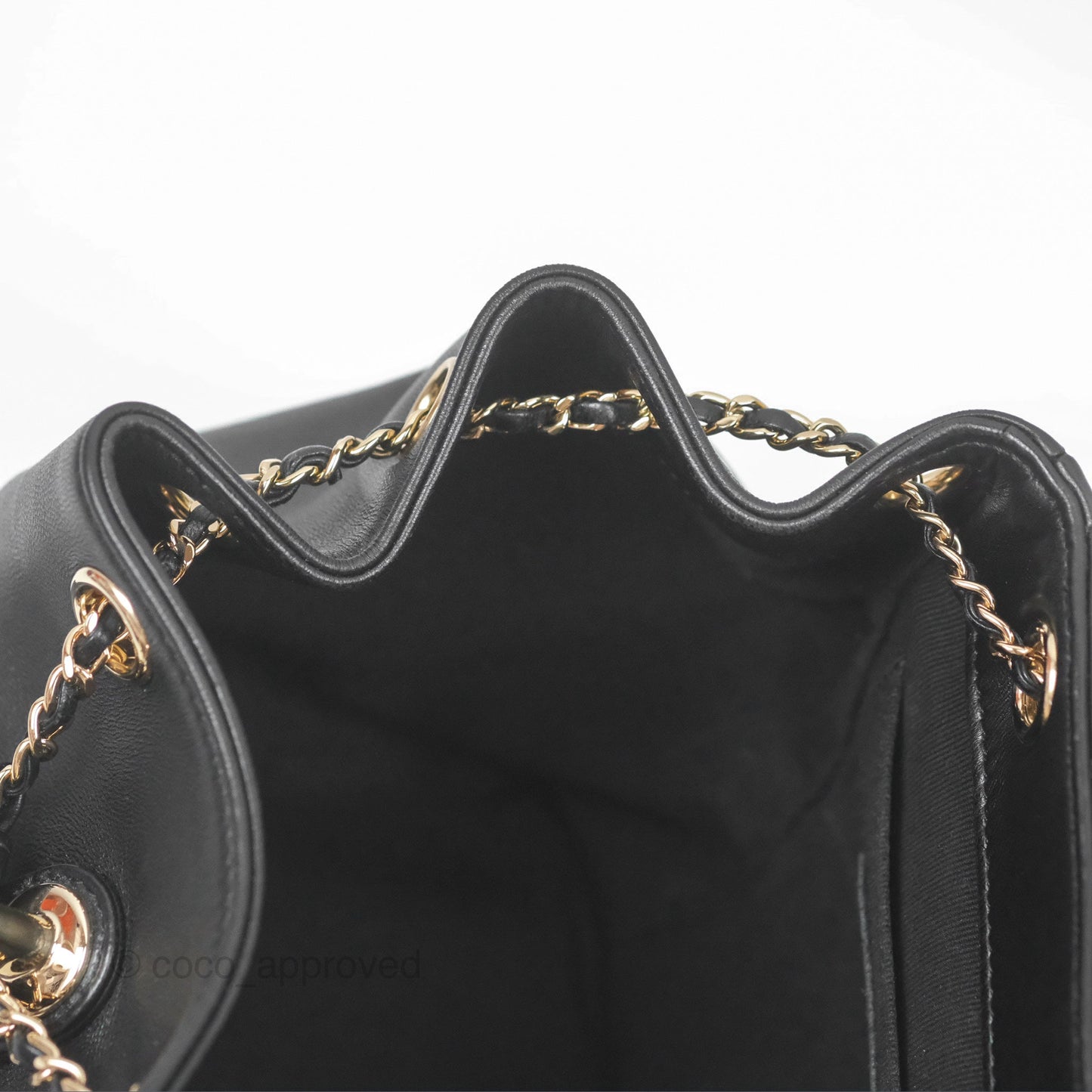 Chanel Quilted Small Duma Drawstring Backpack Black Lambskin