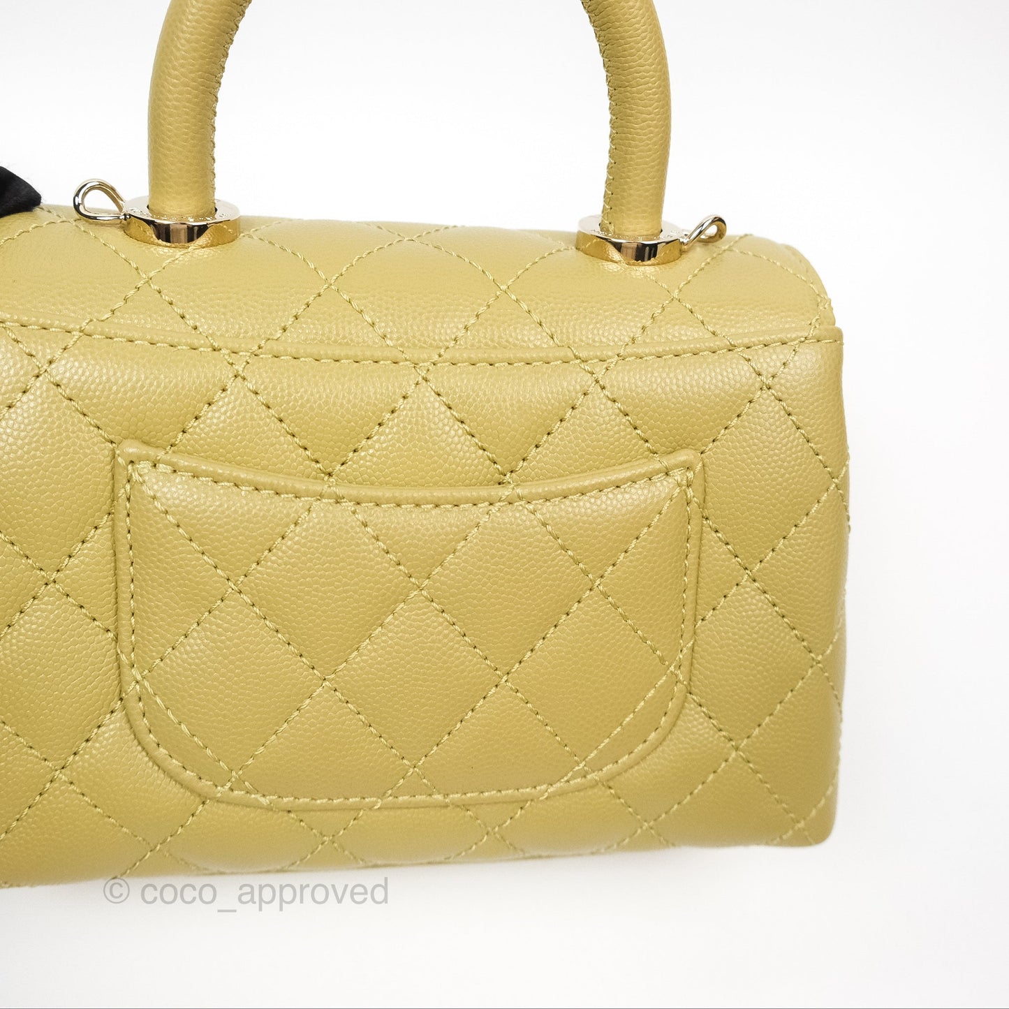 Chanel Quilted Mini Coco Handle Caviar Olive Green Gold Hardware
