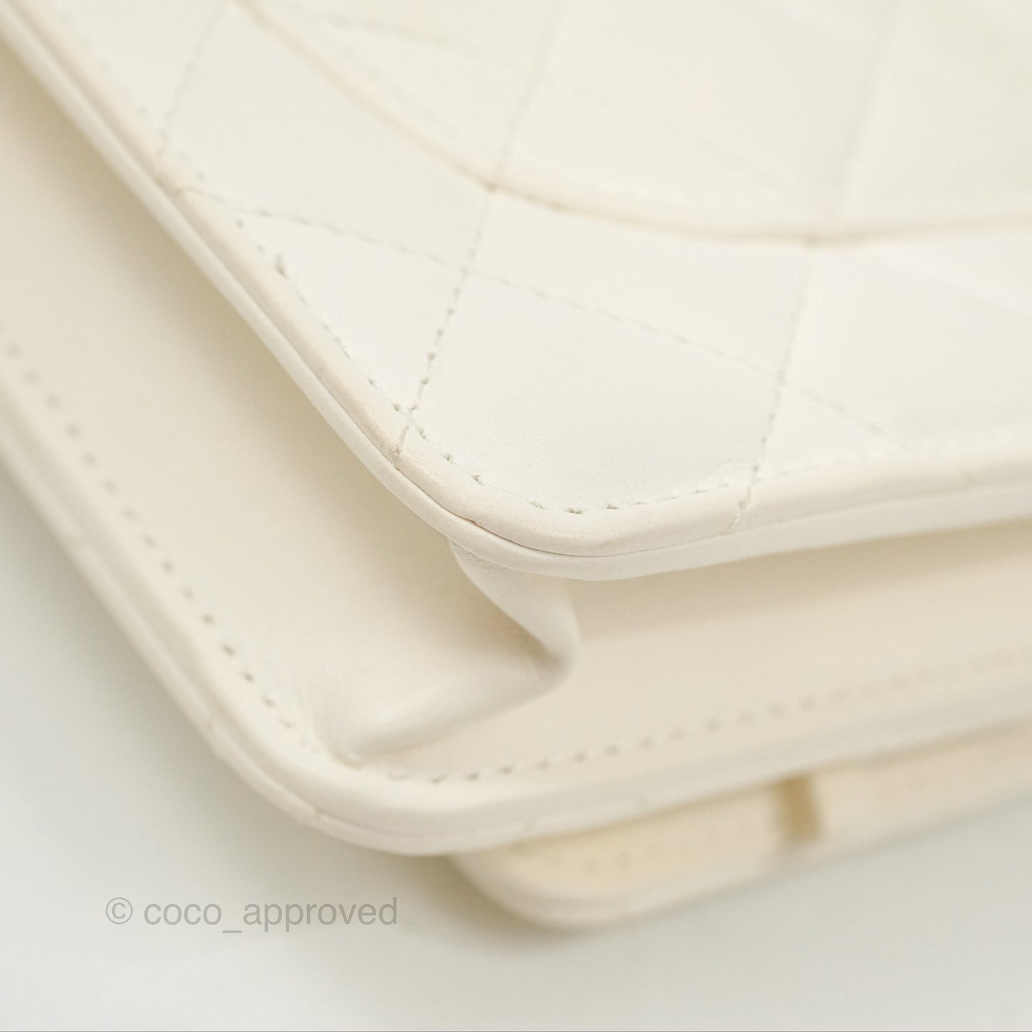 Chanel Quilted Pearl Crush Wallet on Chain WOC White Lambskin Aged Gold Hardware