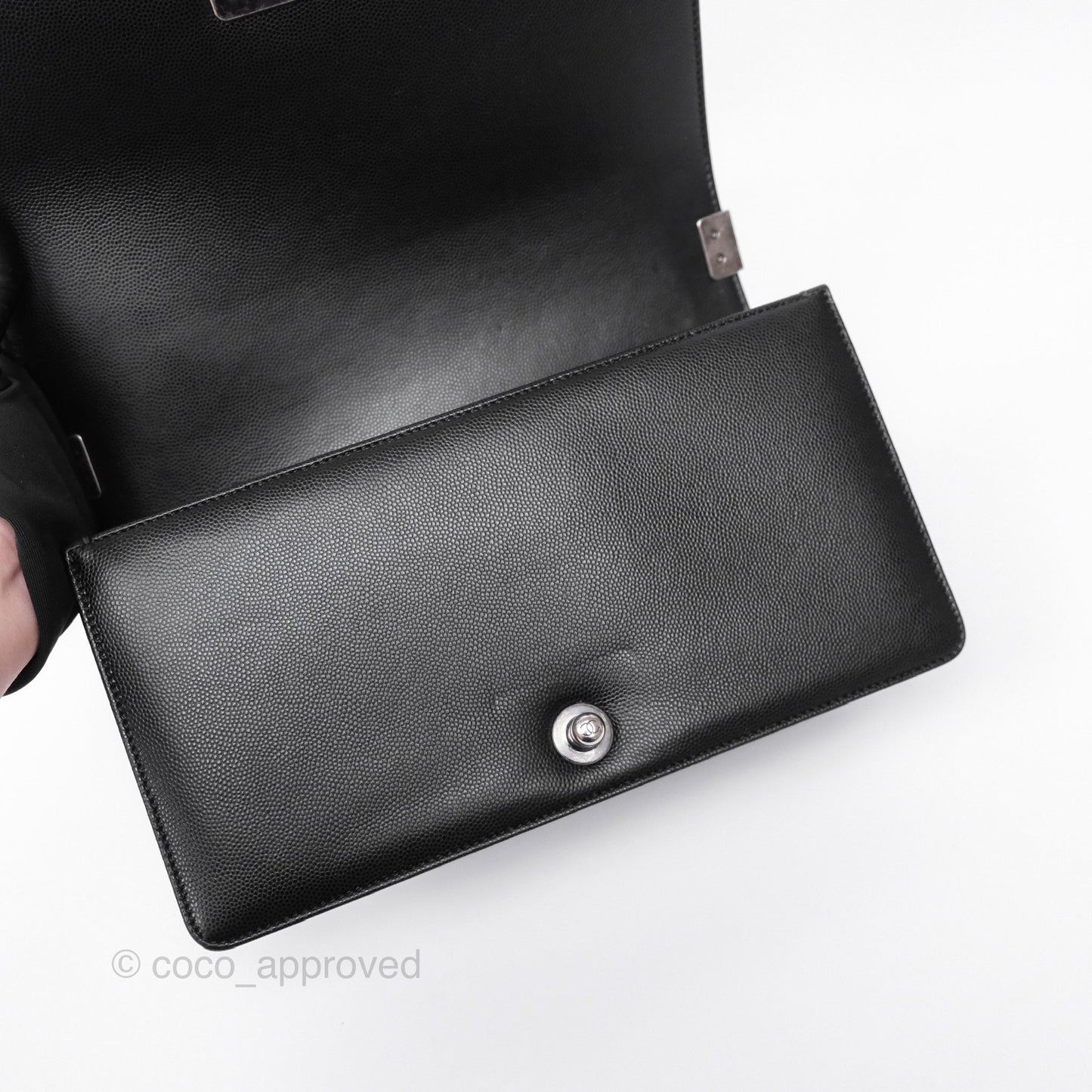 Chanel Medium Boy Quilted Black Caviar Ruthenium Hardware