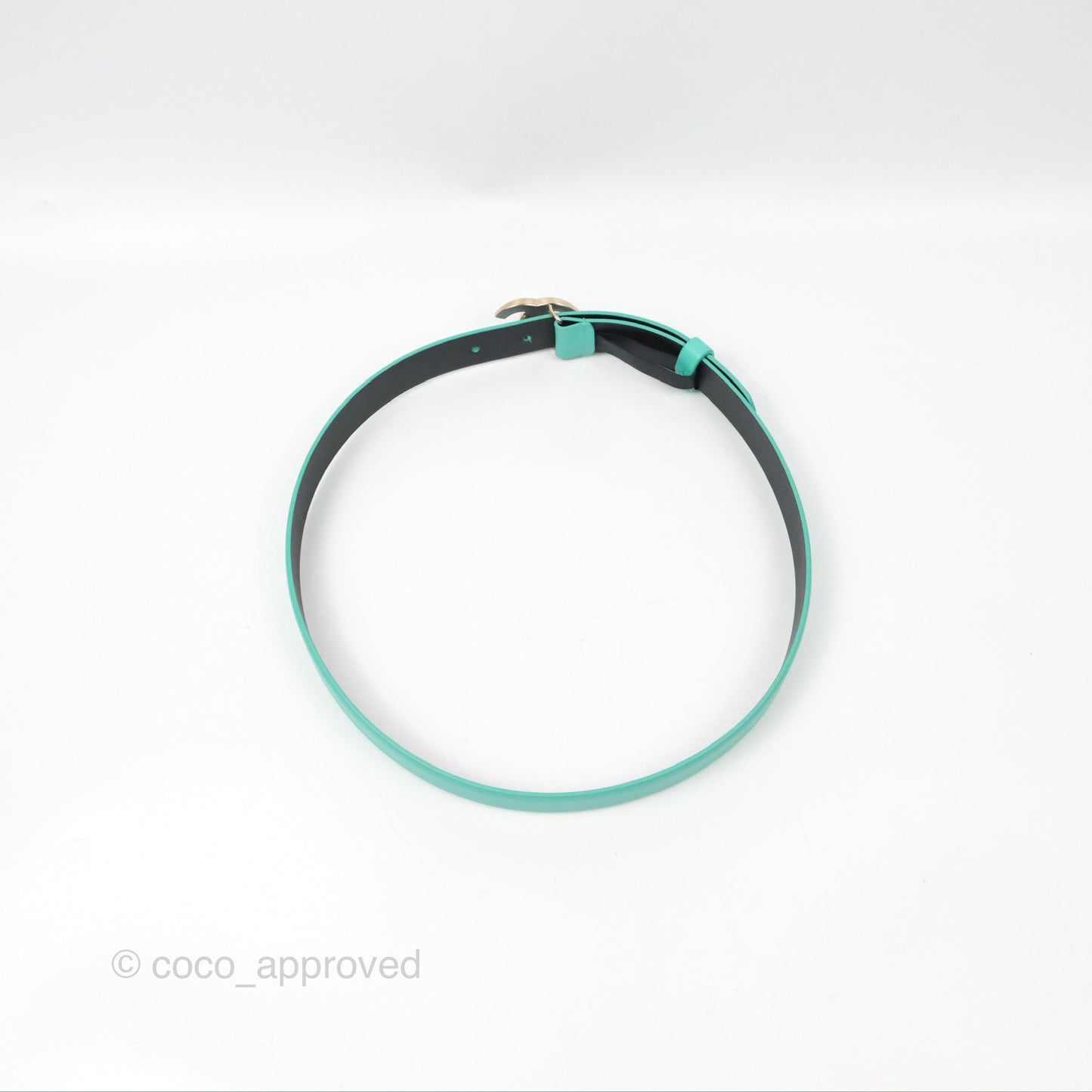 Chanel Calfskin CC Turn Lock Belt Turquoise 18C