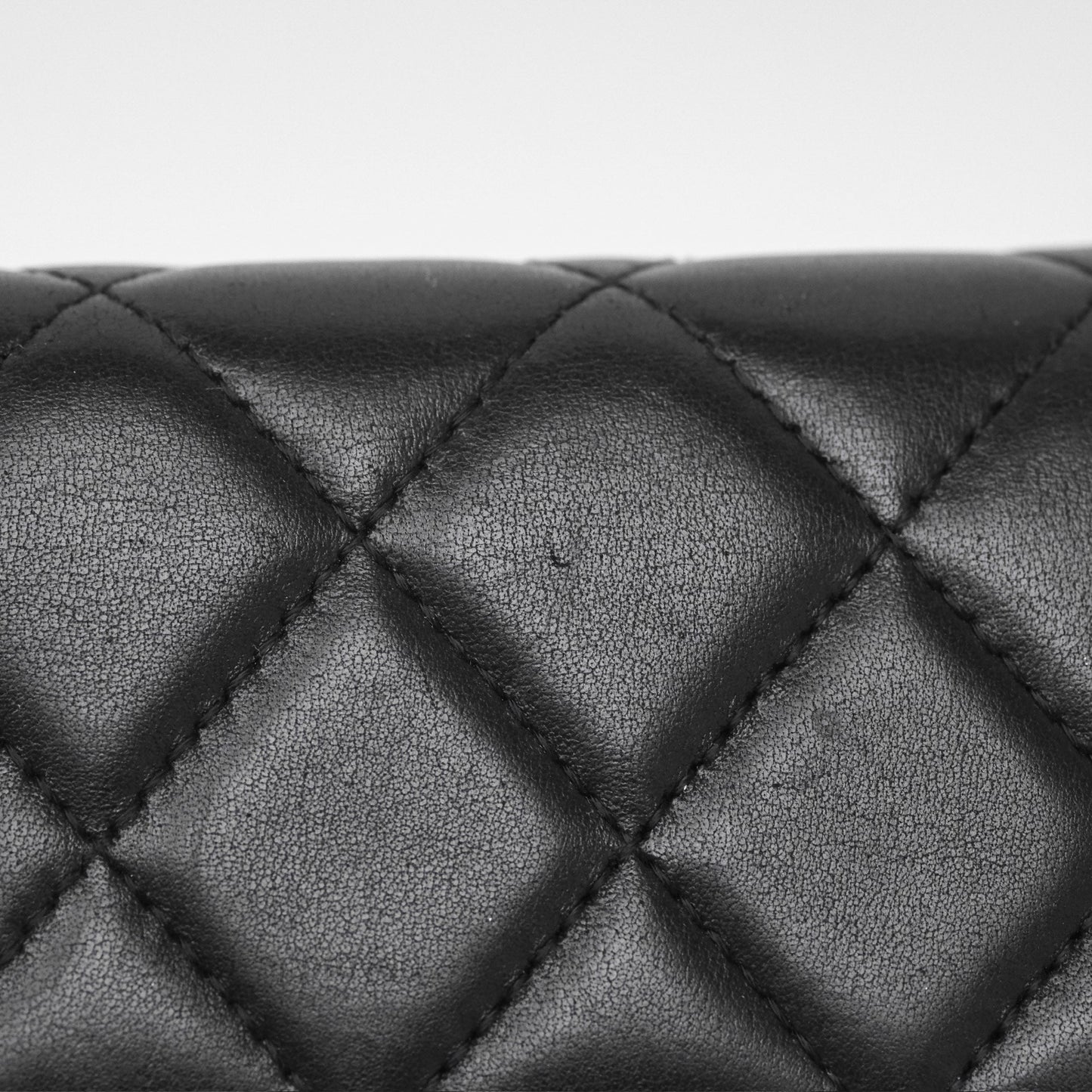Chanel Classic Quilted Long Wallet Black Lambskin Silver Hardware