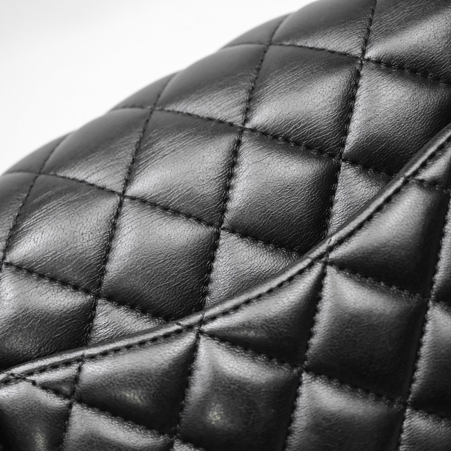 Chanel Mini Square Quilted Black Lambskin Silver Hardware