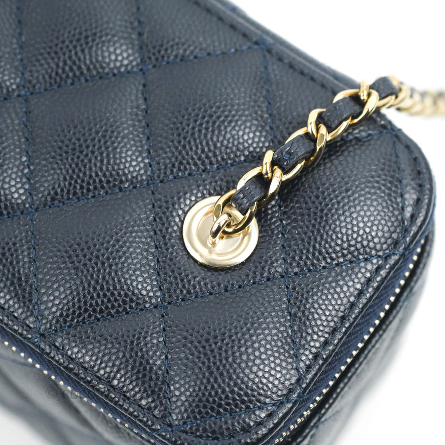 Chanel Vanity with Chain Navy Caviar Gold Hardware