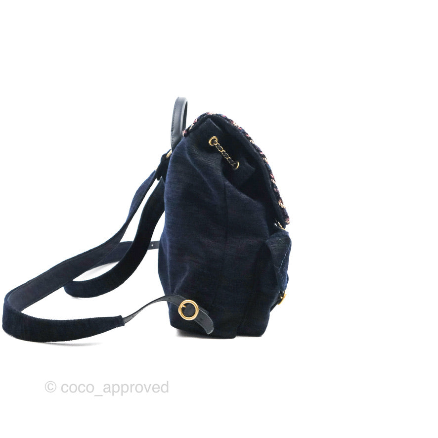 Chanel Parisian Stroll Backpack Wool Velvet Navy