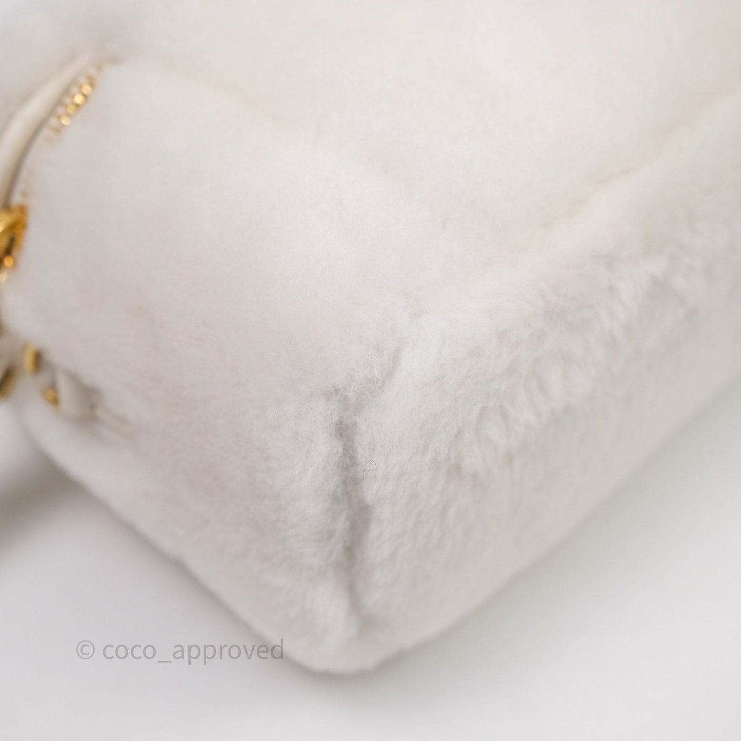 Miu Miu Shearling Vanity Case White Gold Hardware