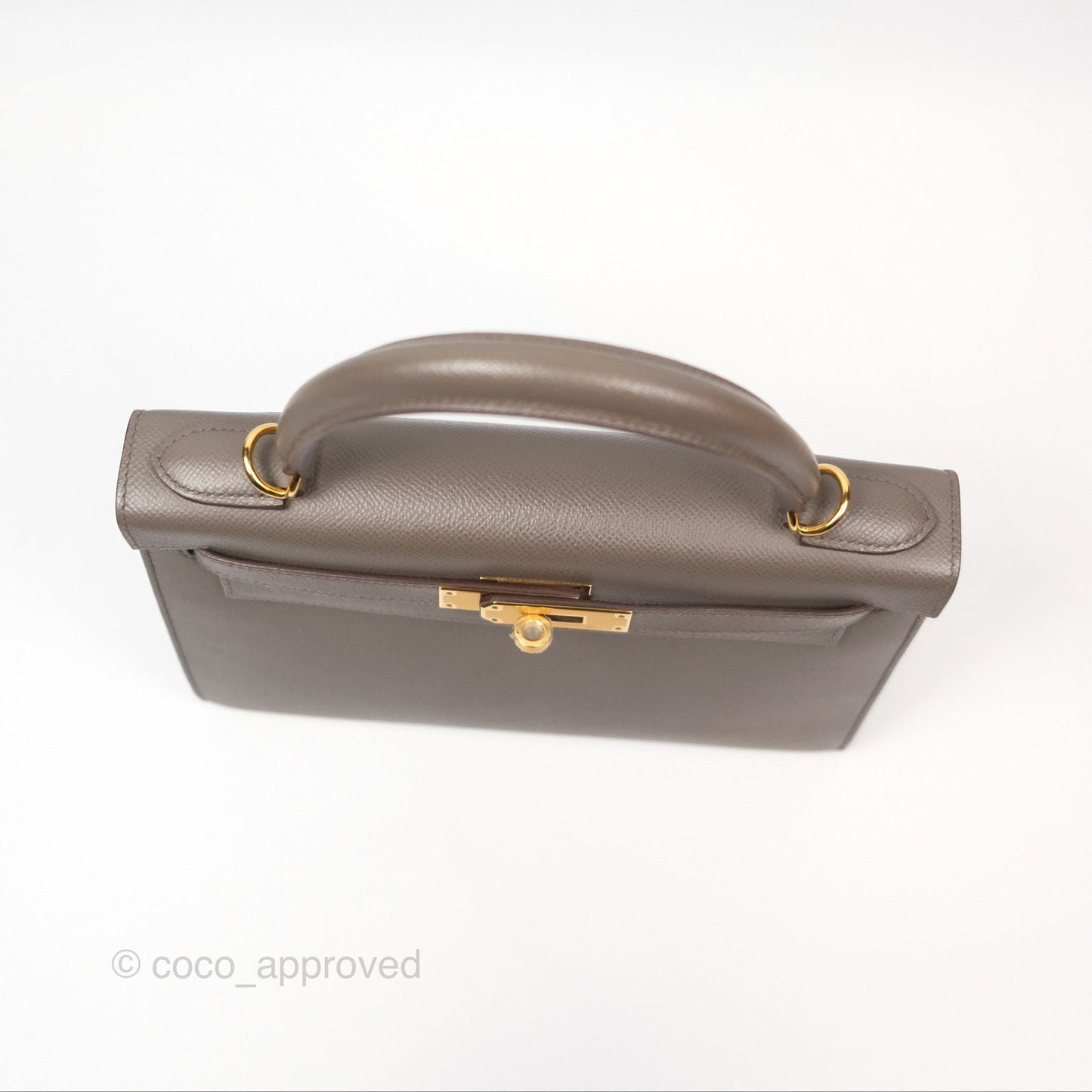 Hermès Kelly Sellier 28 Gris Etain 8F Epsom Gold Hardware