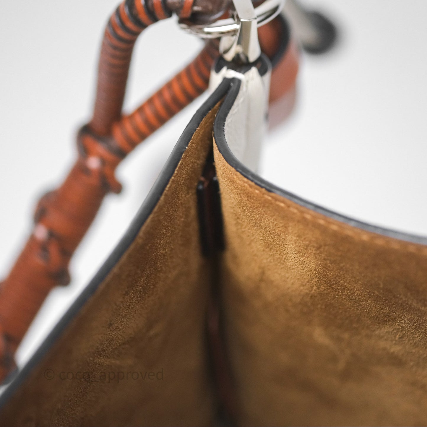 Loewe Gate Bucket Handle Bag Soft White Grained Calfskin