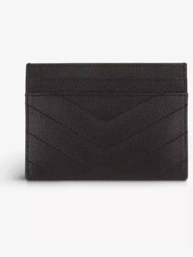 Luxury Saint Laurent Cassandre Matelasse Card Case In Grain De Poudre Embossed Leather Black