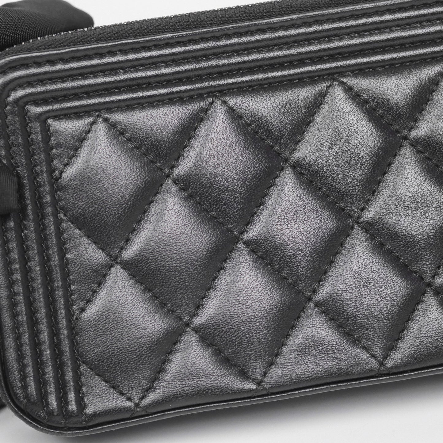 Chanel Boy Double Zip Clutch On Chain So Black Lambskin