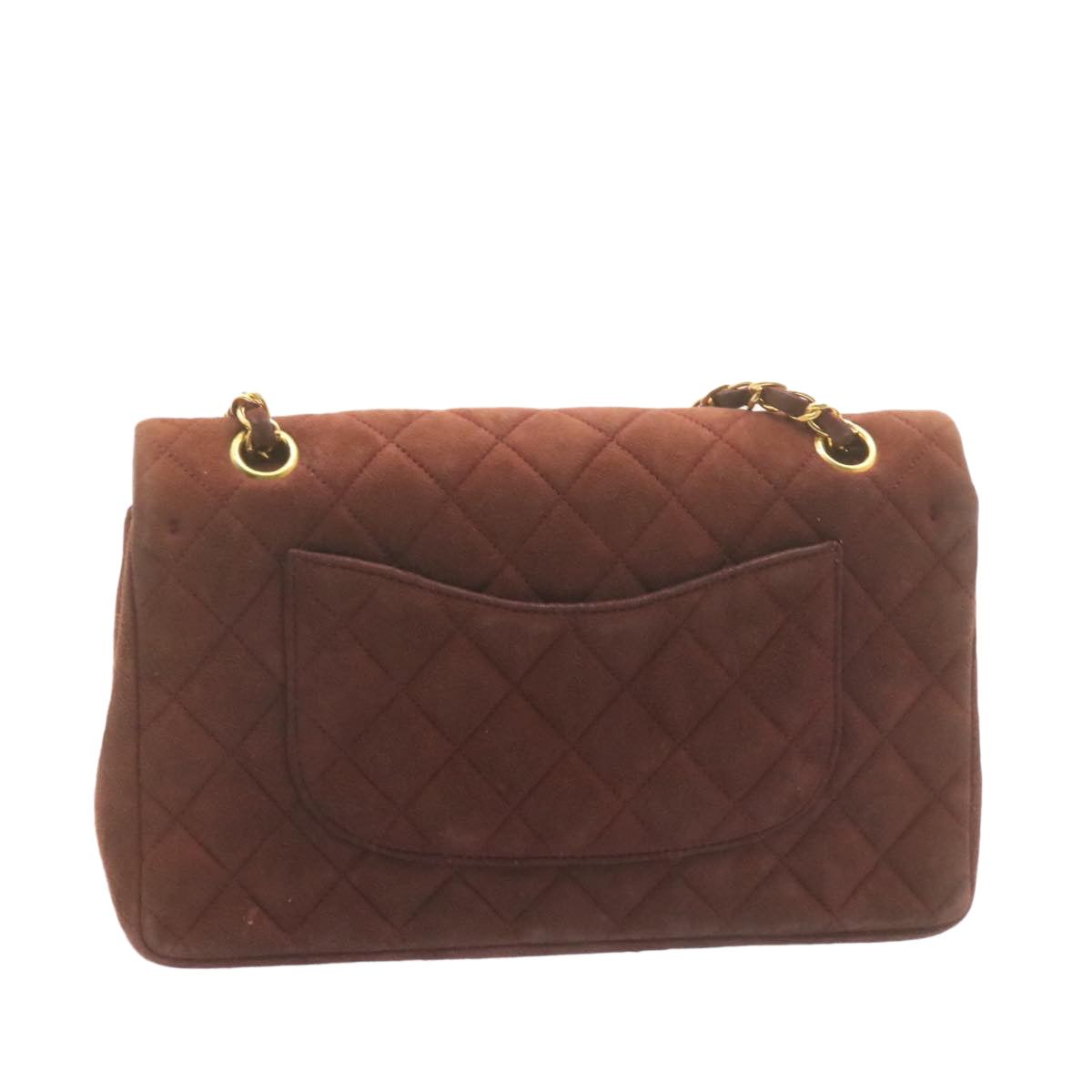 CHANEL Matelasse 25 Double Flap Chain Suede Shoulder Bag Brown CC  22346A