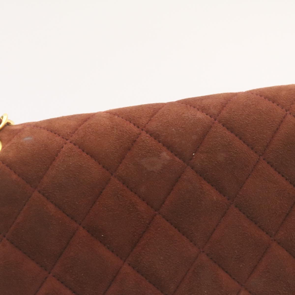 CHANEL Matelasse 25 Double Flap Chain Suede Shoulder Bag Brown CC  22346A