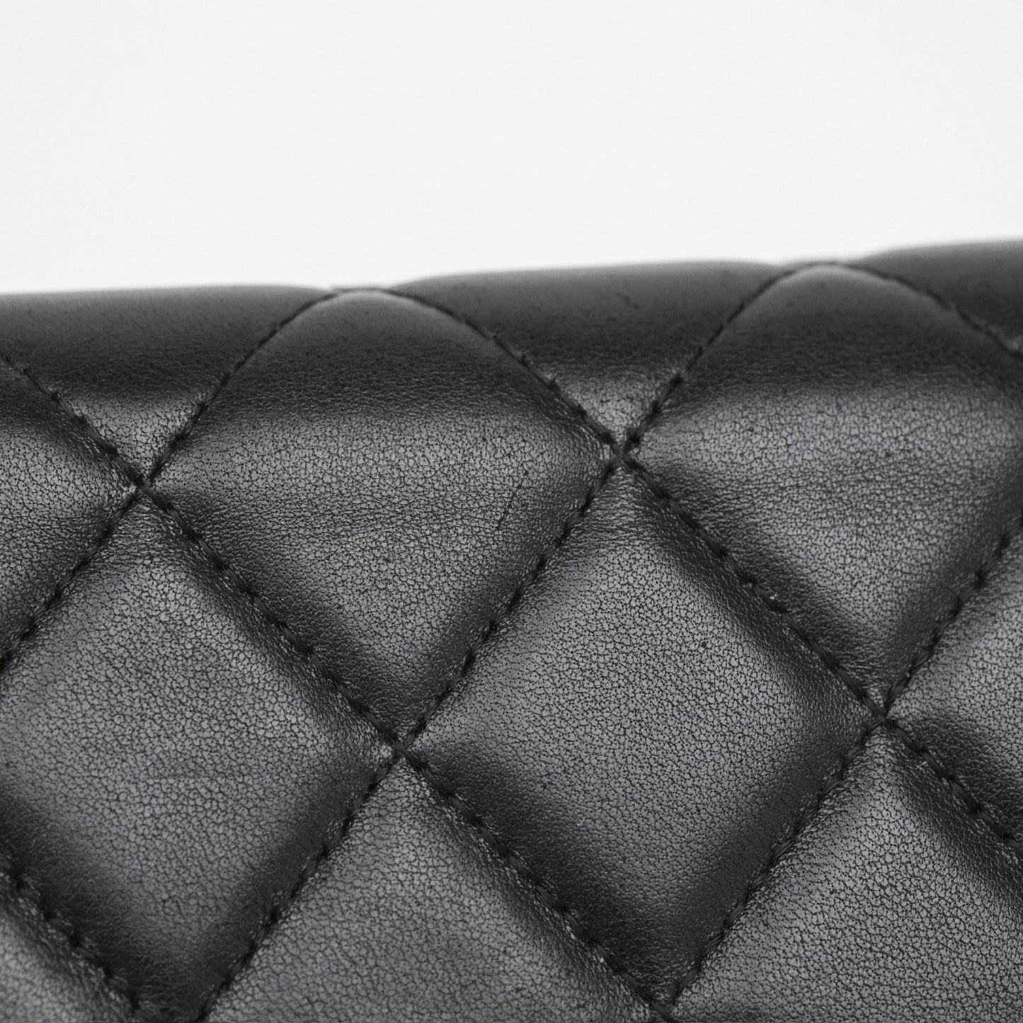 Chanel Classic Quilted Long Wallet Black Lambskin Silver Hardware