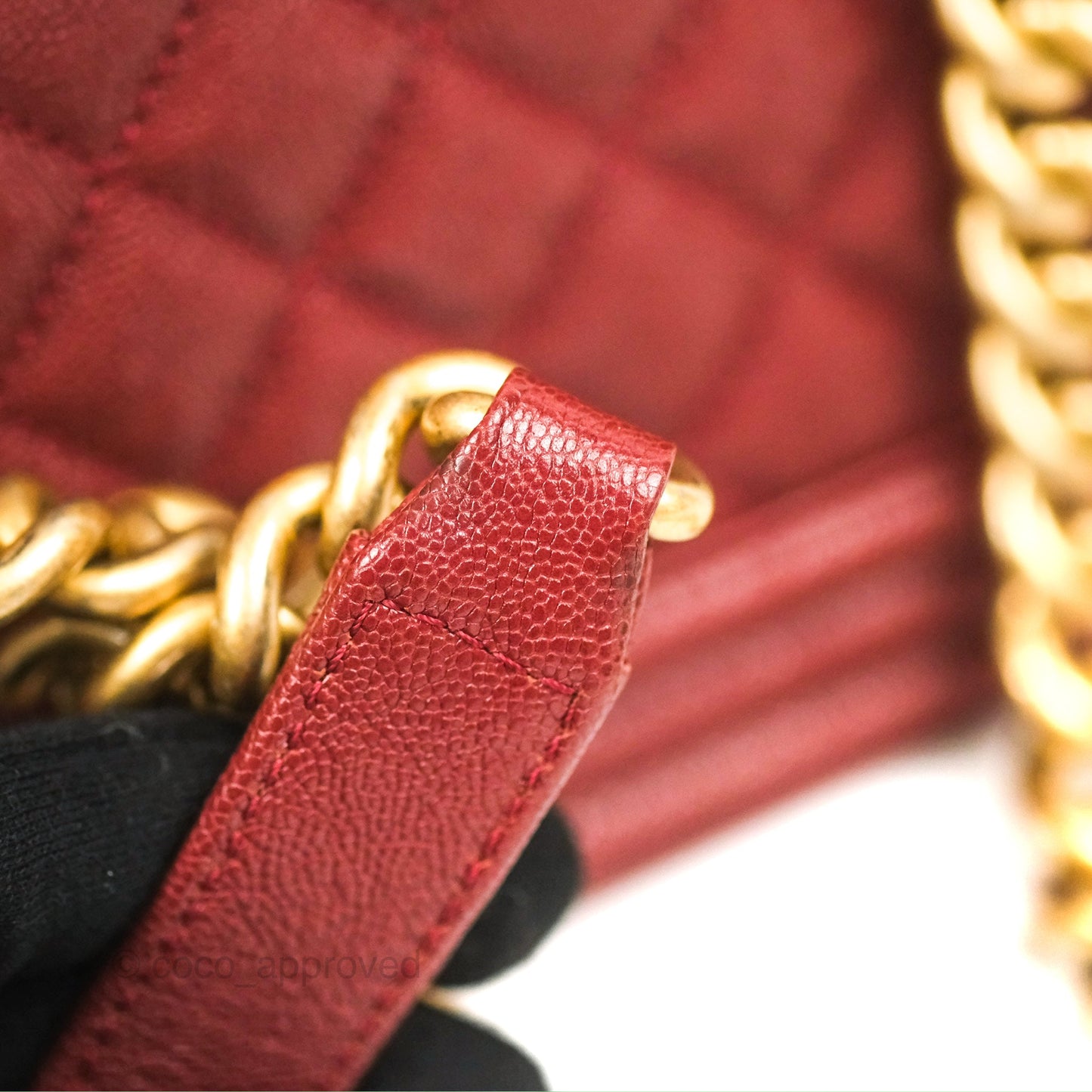 Chanel Quilted Medium Boy Burgundy Caviar Aged Gold Hardware