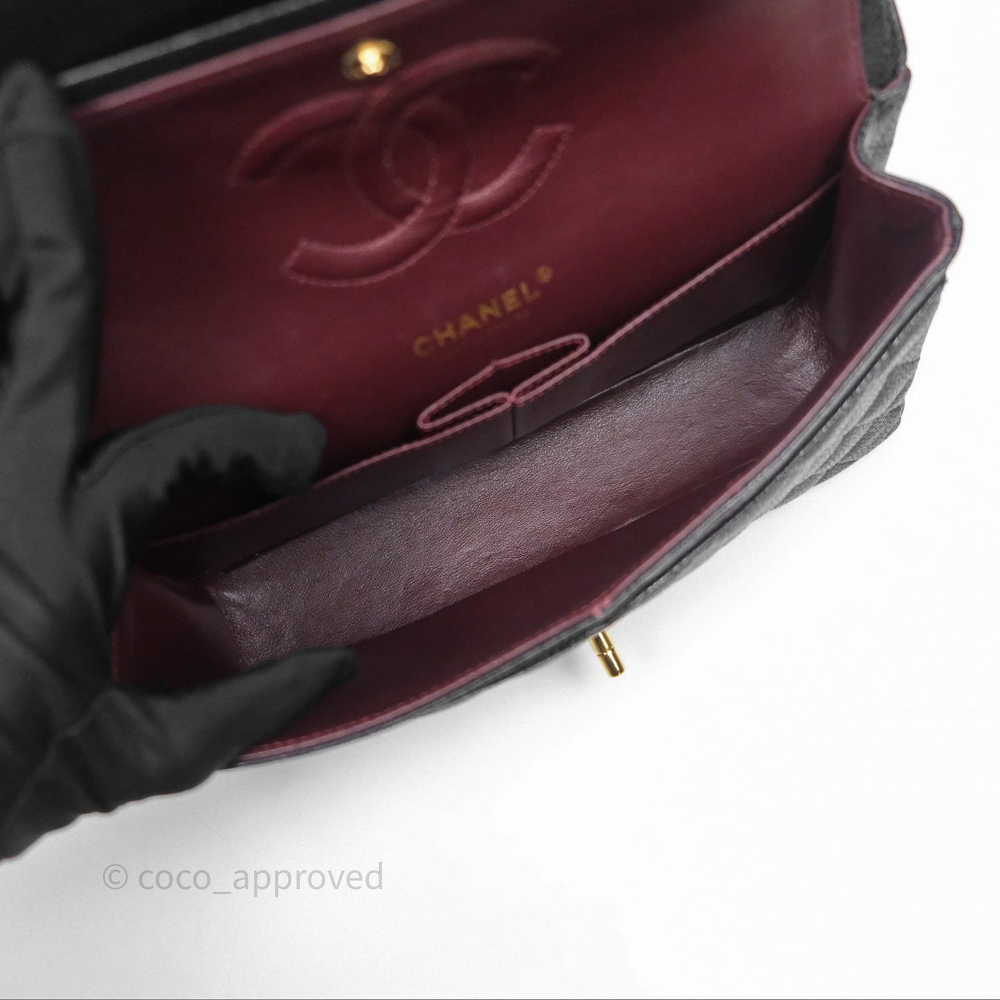 Chanel Classic M/L Medium Flap Quilted Black Caviar Gold Hardware