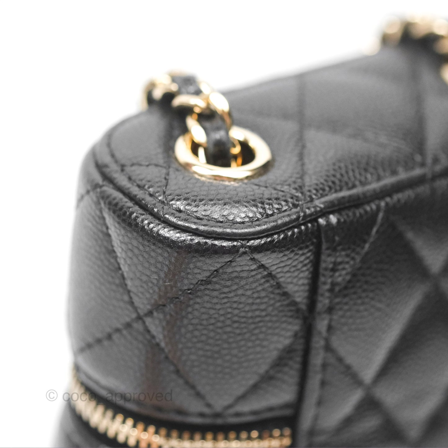Chanel Vanity Phone Holder With Chain Black Caviar Gold Hardware