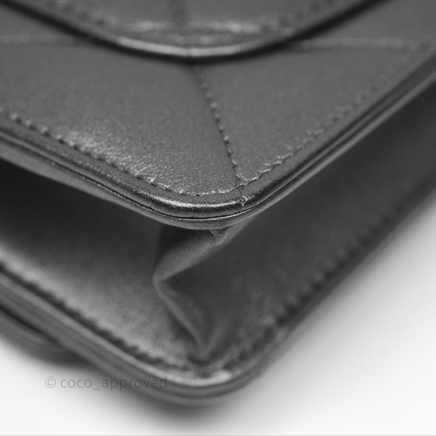 Chanel Wallet On Chain WOC Iridescent Dark Grey Lambskin Gold Hardware