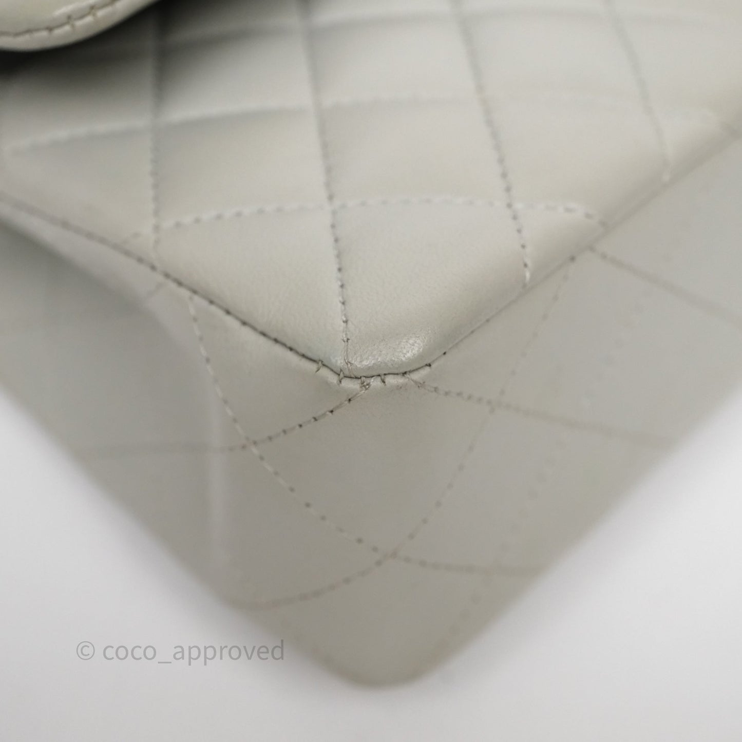 Chanel Small Classic Flap Quilted Grey Lambskin Gold Hardware