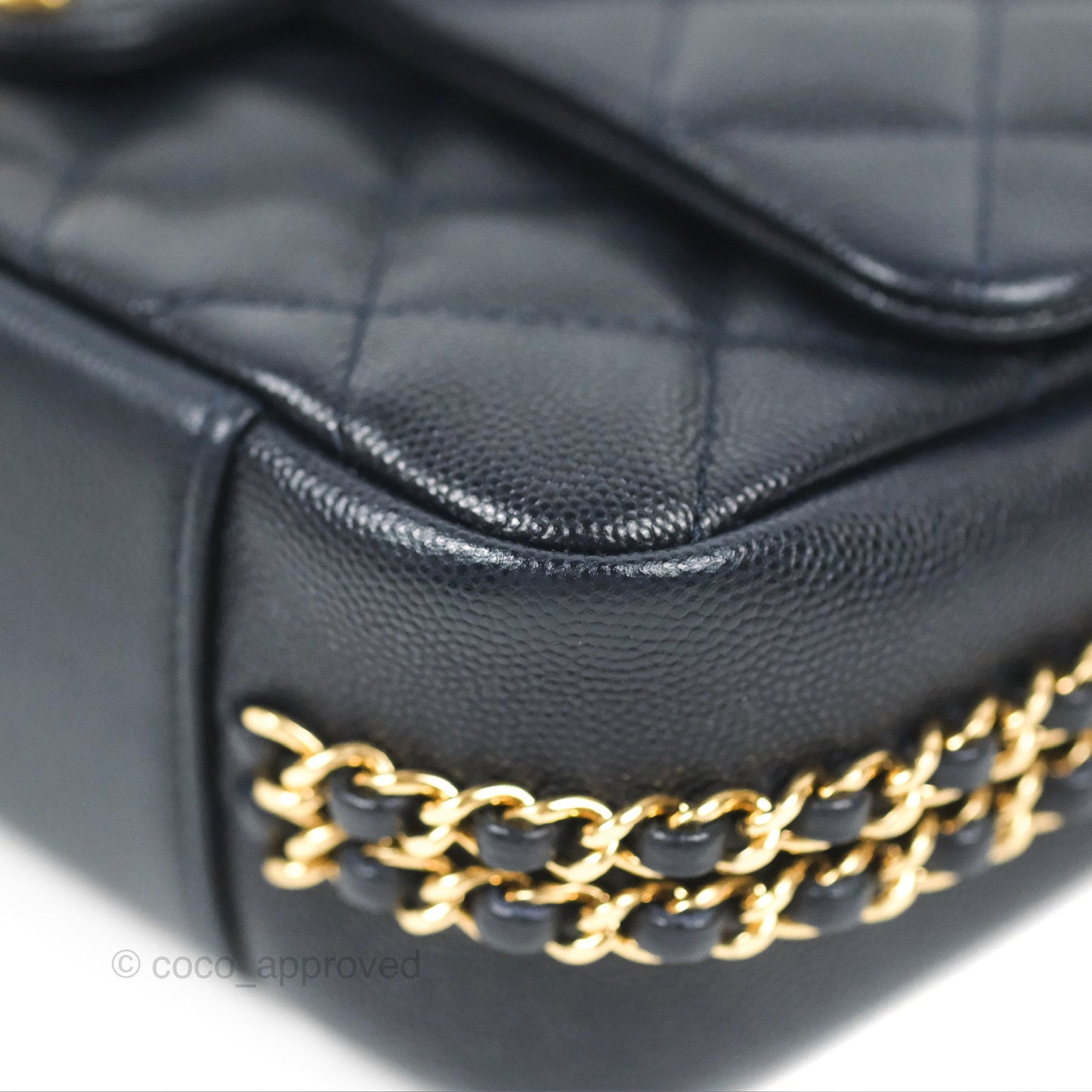 Chanel Quilted CC You Flap Navy Blue Caviar Gold Hardware 23C